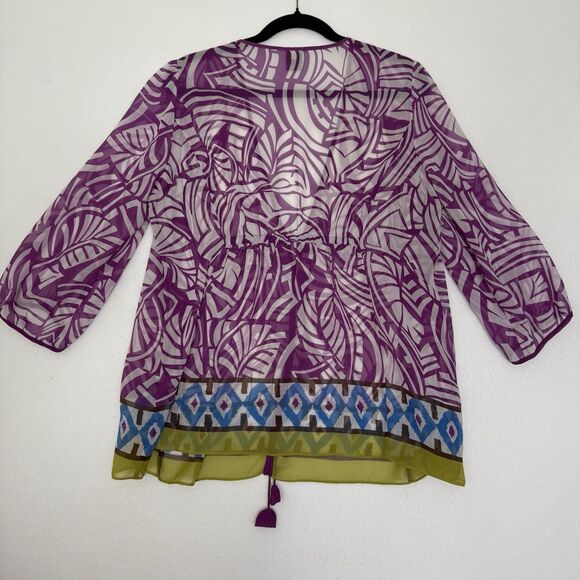 Nicole by Nicole Miller Women’s Sheer Printed Swim Coverup Top Size Large - Picture 9 of 9